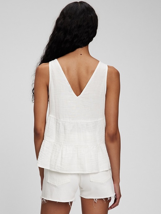 Image number 6 showing, Crinkle Gauze Tiered Tank Top