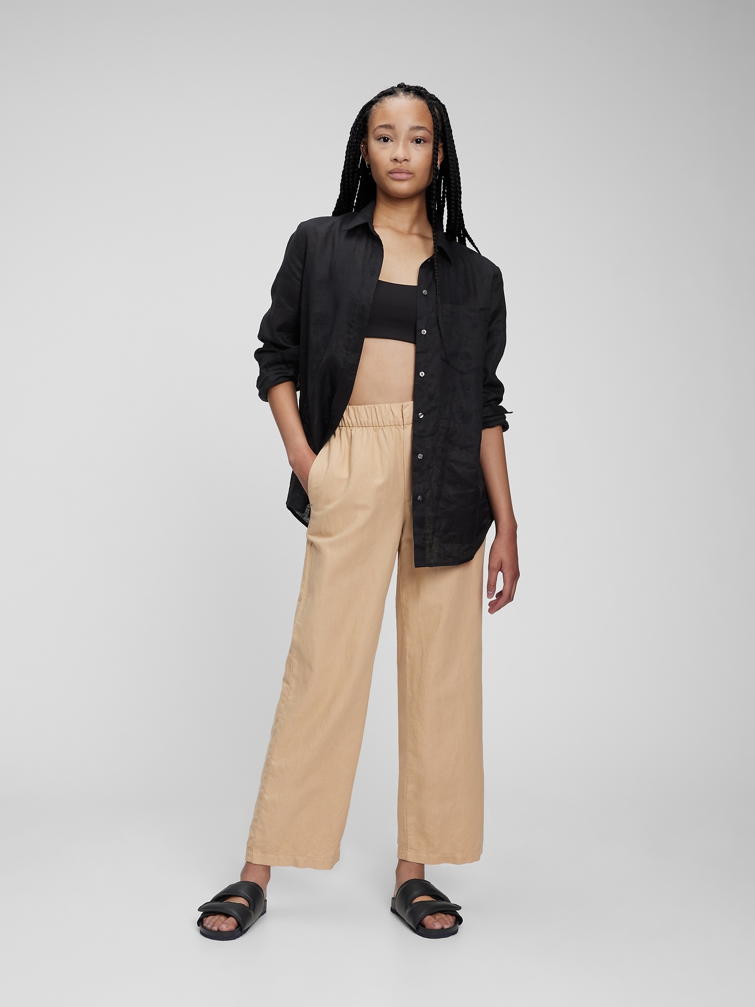 Buy Gap Wide-Leg Linen Trousers from the Gap online shop