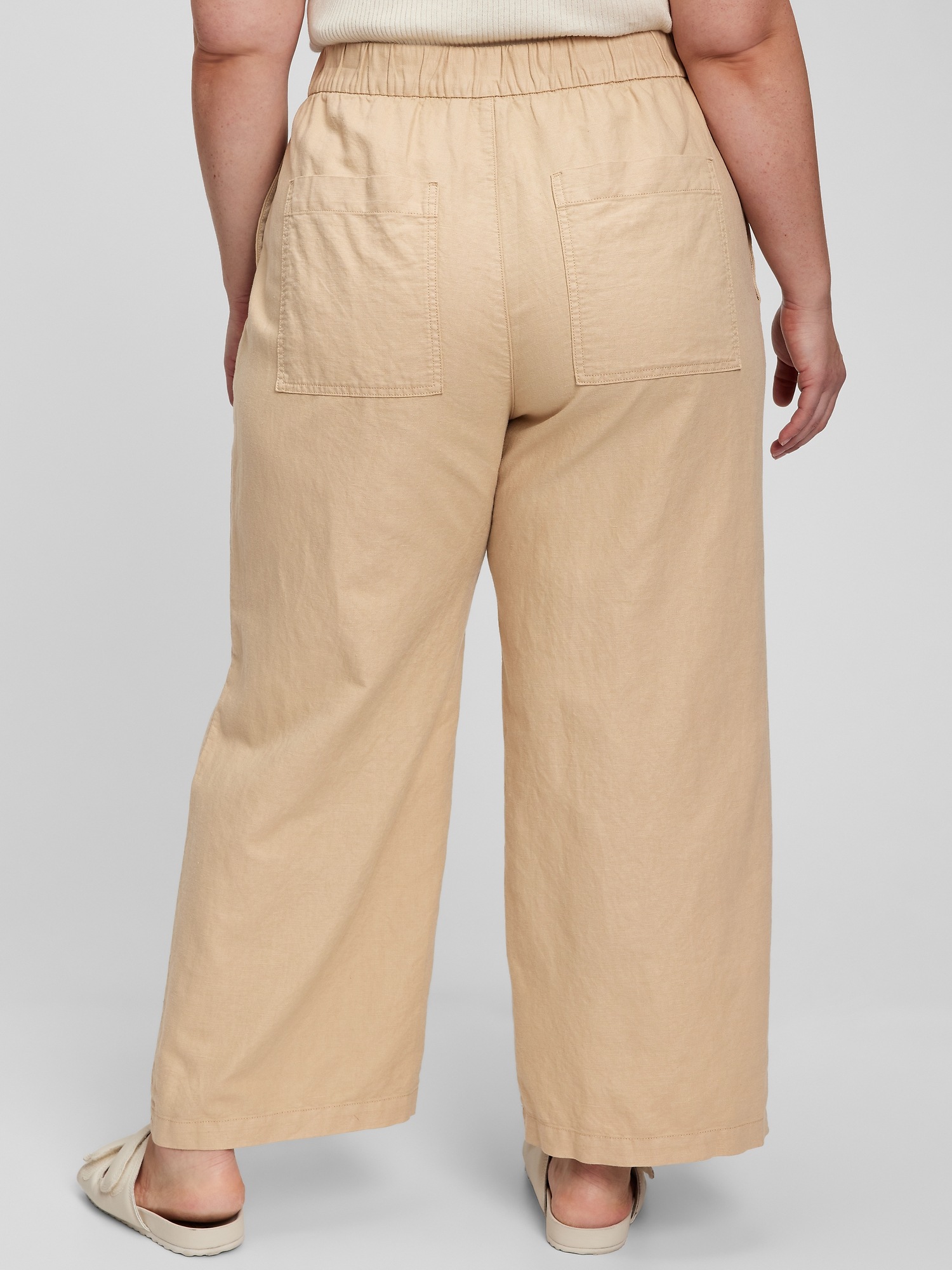 Linen-Cotton Wide Leg Pull-On Pants | Gap