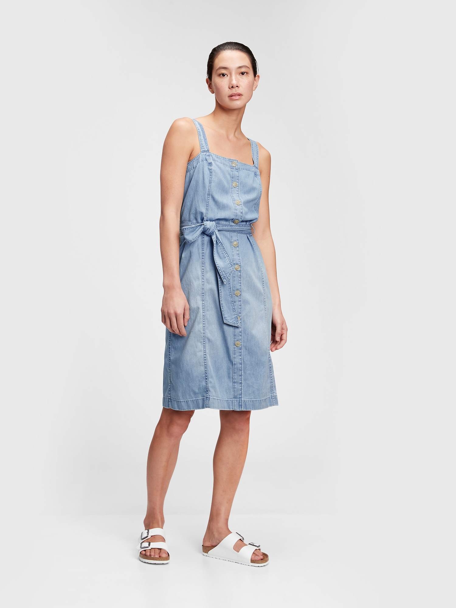 Button-Front Apron Dress with Washwell™ | Gap