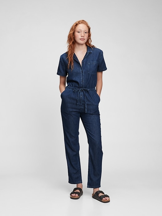 1 of 8 showing, with the color medium wash of product Denim Jumpsuit