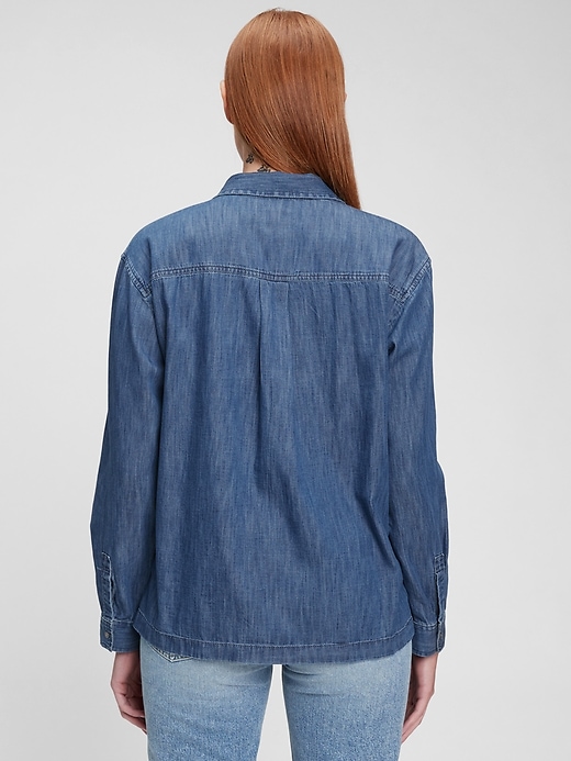 Image number 2 showing, 100% Organic Cotton Denim Popover Shirt