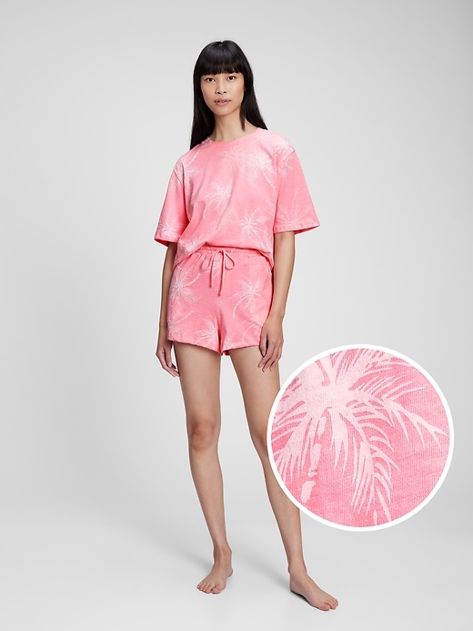 1 of 8 showing, with the color pink palm print of product Slub Jersey Sleep Shorts