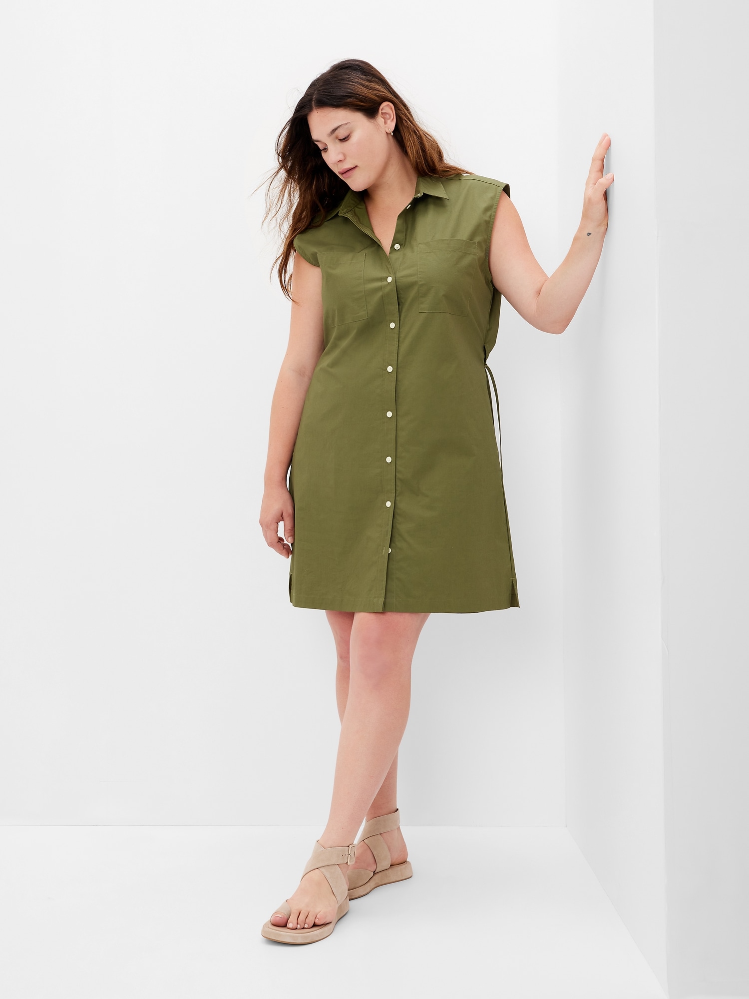 Womens sleeveless shirt dress Clearance