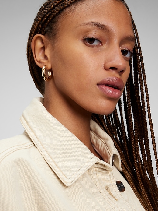 1 of 8 showing, with the color gold of product Chunky Classic Hoop Earrings