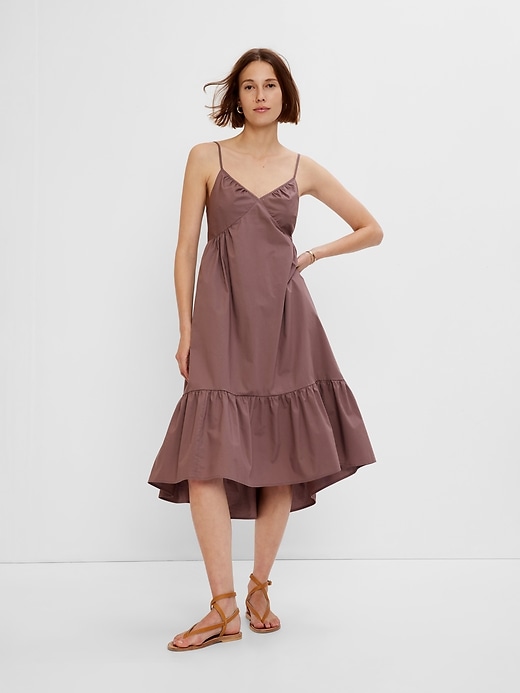 Deep V-Neck Cami Midi Dress