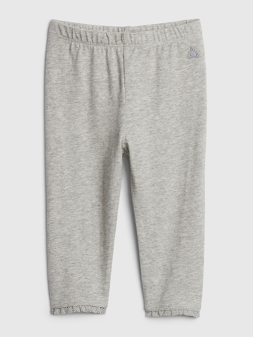 1 of 8 showing, with the color gray of product Baby Lace-Trim Leggings