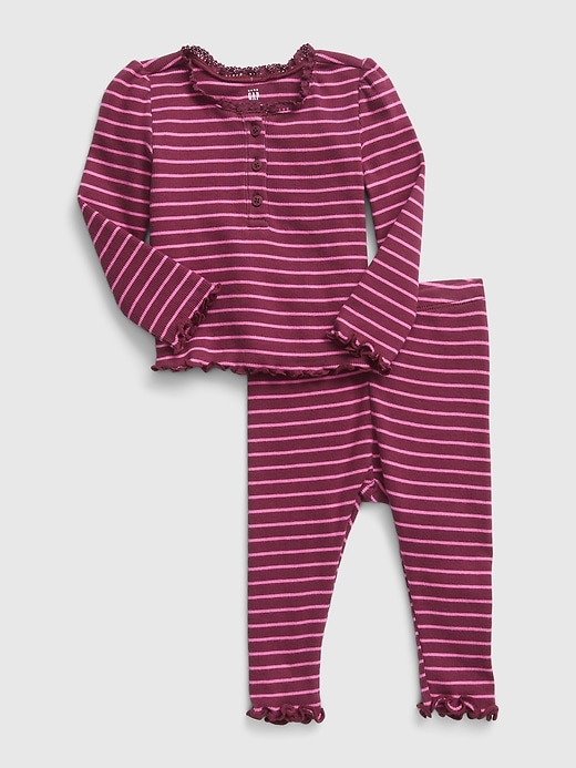 1 of 8 showing, with the color plum pudding of product Baby Rib Two-Piece Outfit Set