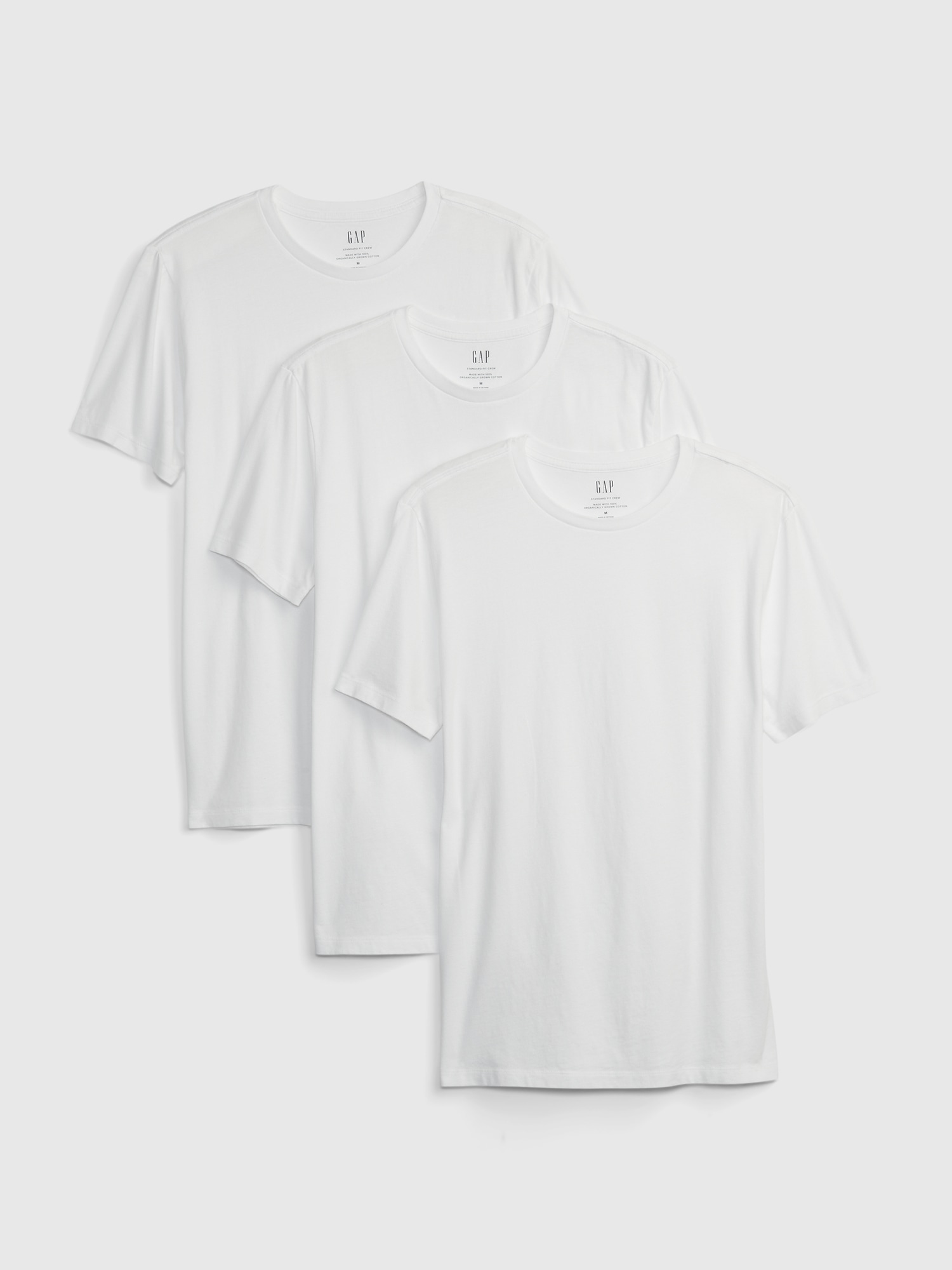 Gap Organic Cotton Standard Crewneck T-Shirt (3-Pack) white. 1