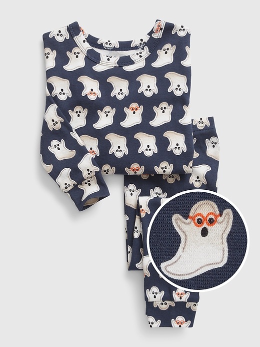 1 of 8 showing, with the color vintage navy blue of product babyGap Organic Cotton Ghost PJ Set