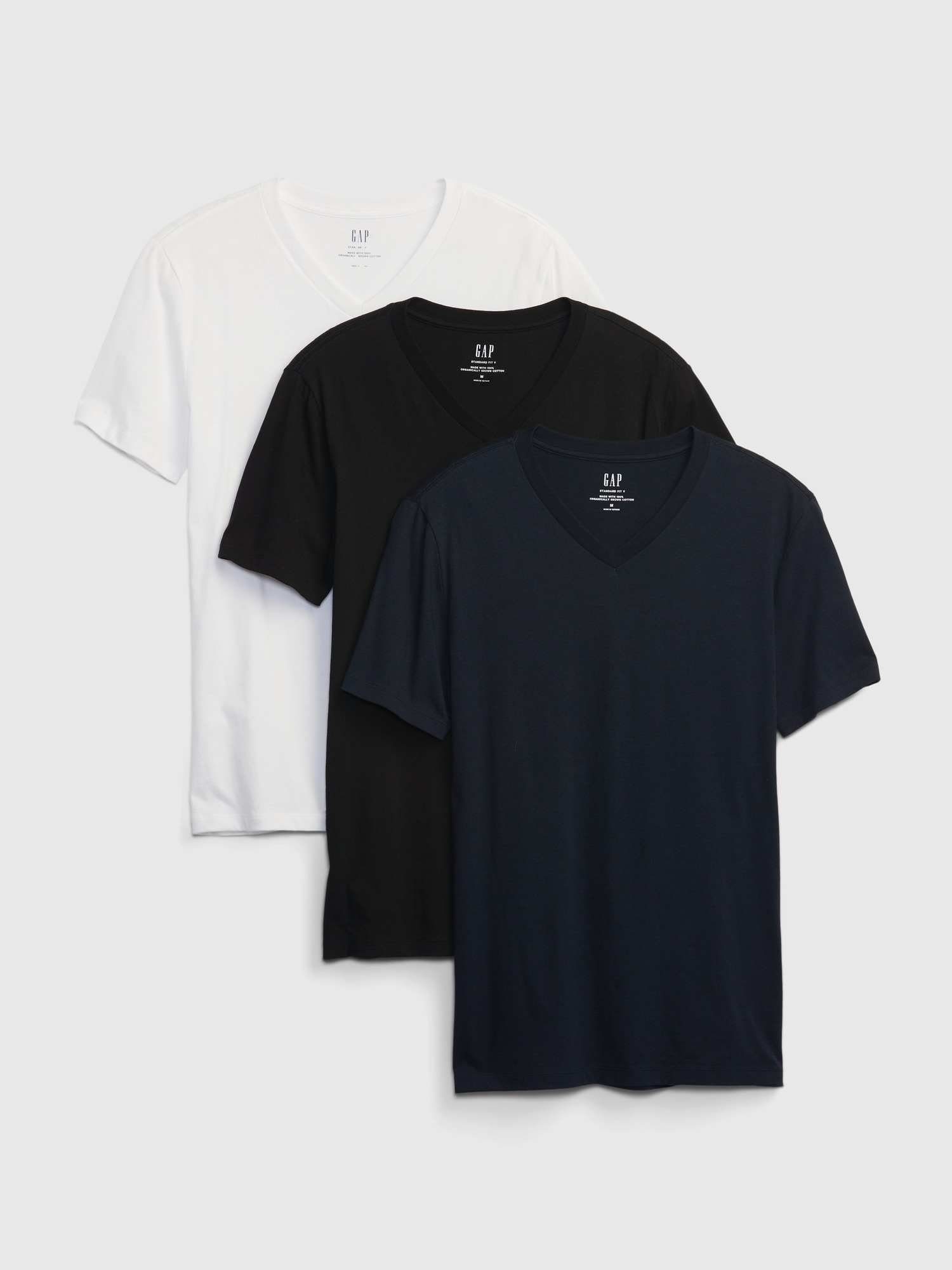 Gap Organic Cotton Standard V-Neck T-Shirt (3-Pack) multi. 1