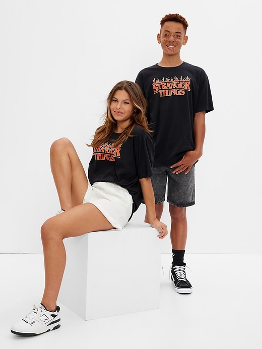 1 of 8 showing, with the color black of product Gap × Stranger Things Teen Graphic T-Shirt