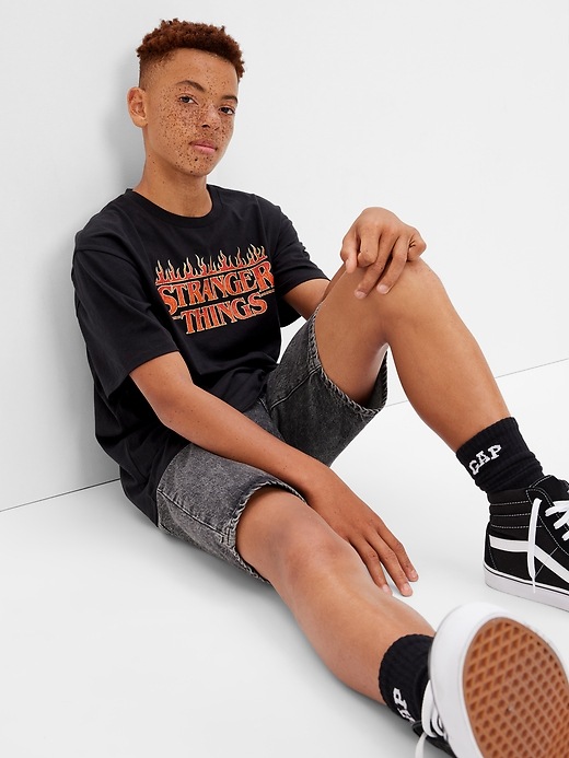 2 of 8 showing, with the color black of product Gap × Stranger Things Teen Graphic T-Shirt