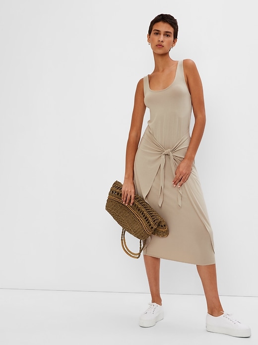 Image number 1 showing, Tie-Wrap Midi Dress