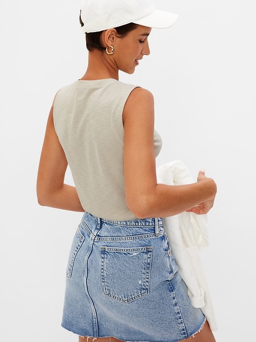 2 of 8 showing, with the color moonstone beige of product Slub Henley Tank Top
