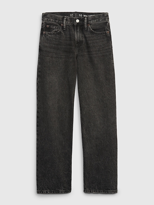 1 of 8 showing, with the color black wash of product Kids Organic Cotton '90s Loose Jeans