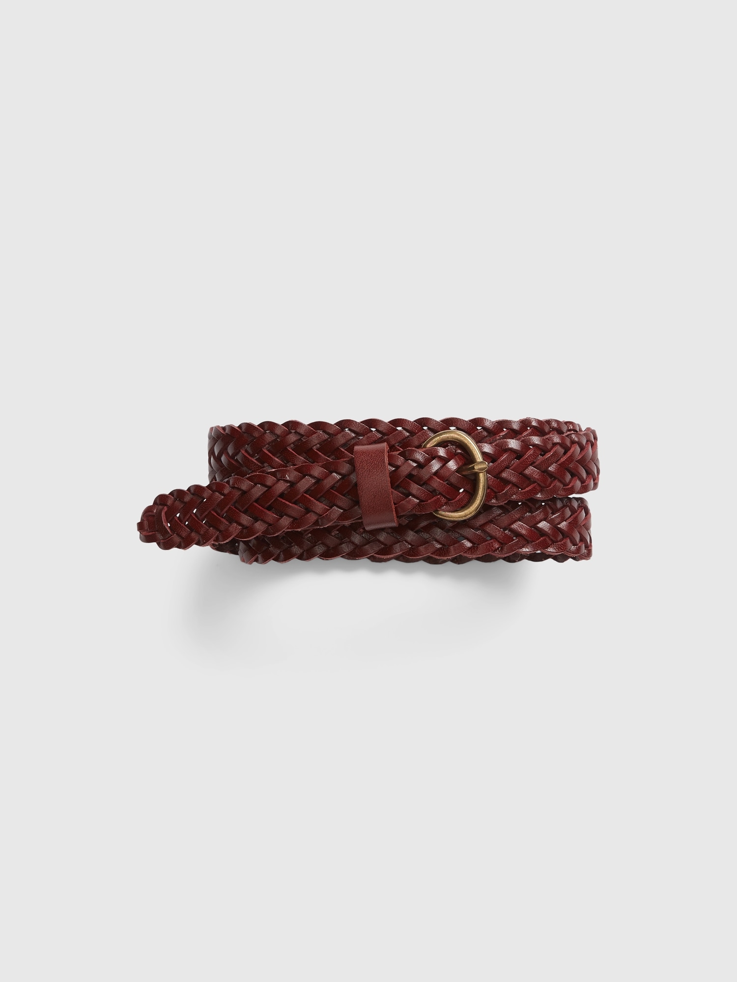 Braided Leather Belt Cognac Brown