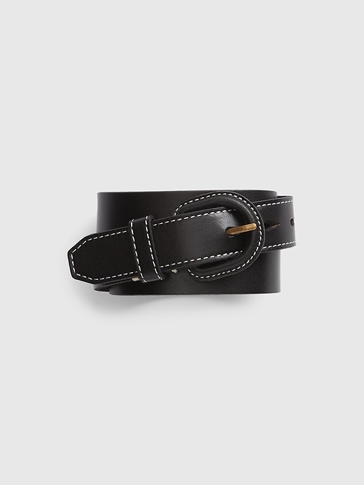 Image number 1 showing, Contrast Stitch Leather Belt