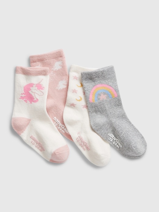 View large product image 1 of 1. Toddler Unicorn Crew Socks (4-Pack)