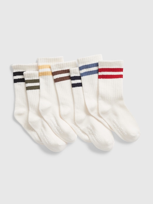 1 of 8 showing, with the color multi of product Toddler Organic Cotton Stripe Crew Socks (7-Pack)
