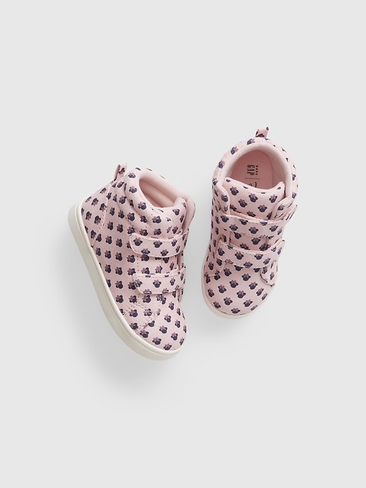 1 of 8 showing, with the color minnie mouse pink of product babyGap &#124 Disney Minnie Mouse High Top Sneakers