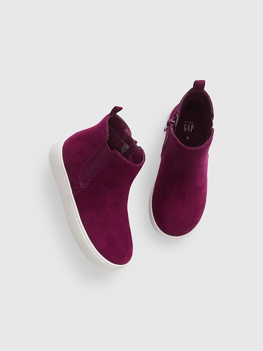 1 of 8 showing, with the color huckleberry red of product Toddler High-Top Sneakers