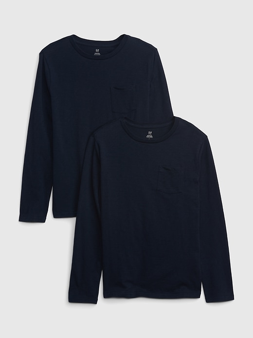 1 of 8 showing, with the color blue of product Kids Organic Cotton Pocket T-Shirt (2-Pack)