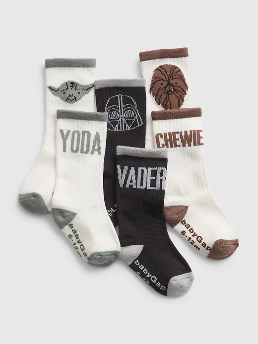 1 of 8 showing, with the color new off white of product babyGap &#124 Star Wars™ Crew Socks (3-Pack)