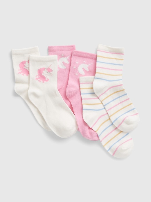 1 of 8 showing, with the color multi of product Kids Unicorn Crew Socks (3-Pack)