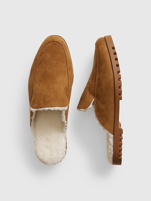 2 of 8 showing, with the color cognac brown of product Faux Shearling Loafer Mules