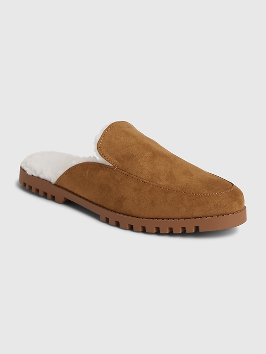 1 of 8 showing, with the color cognac brown of product Faux Shearling Loafer Mules