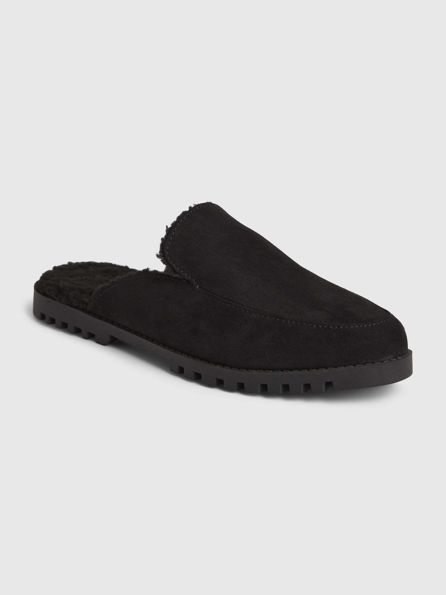 Gap Faux Shearling Loafer Mules In Black