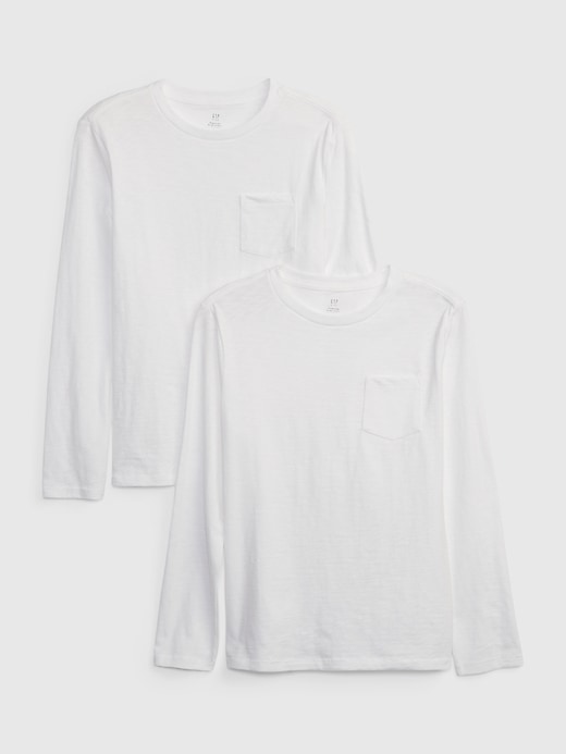 1 of 8 showing, with the color white of product Kids Organic Cotton Pocket T-Shirt (2-Pack)
