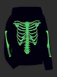 Kids Glow-In-The-Dark Skeleton Pull-On Hoodie