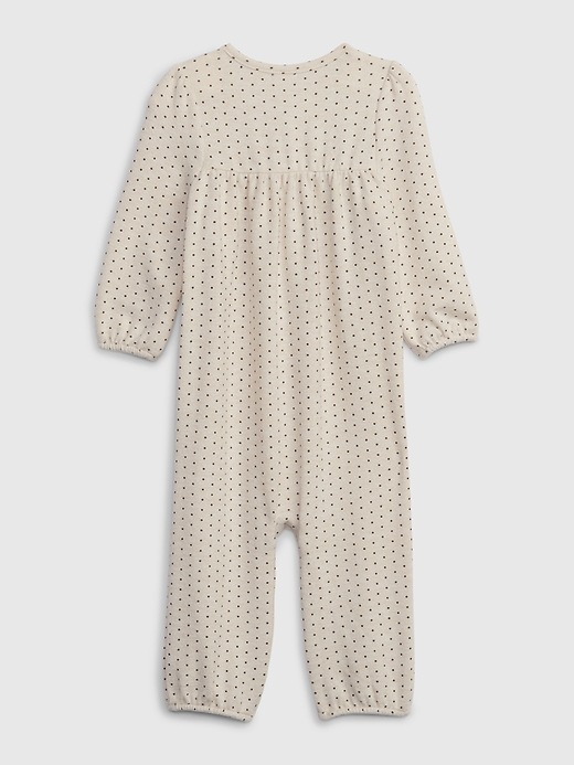 2 of 8 showing, with the color oatmeal of product Baby Ruffle Footless One-Piece