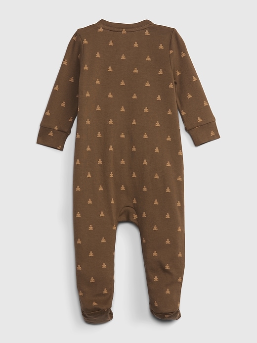 2 of 8 showing, with the color COZY BROWN of product Baby 100% Organic Cotton Brannan Bear Footed One-Piece