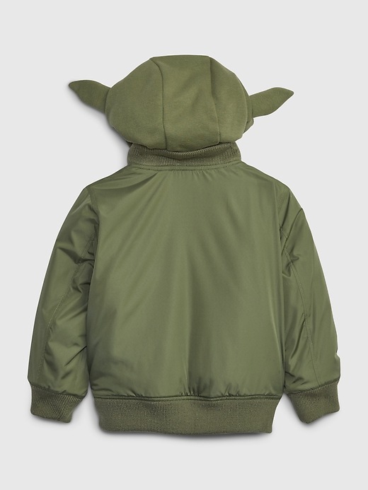 2 of 8 showing, with the color desert cactus green of product Baby & Toddler Star Wars Grogu Bomber Jacket
