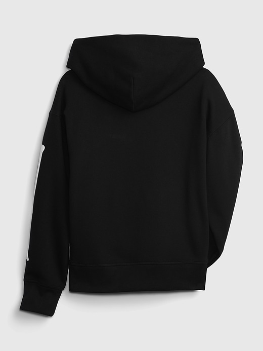 2 of 8 showing, with the color true black of product Kids Glow-In-The-Dark Skeleton Pull-On Hoodie