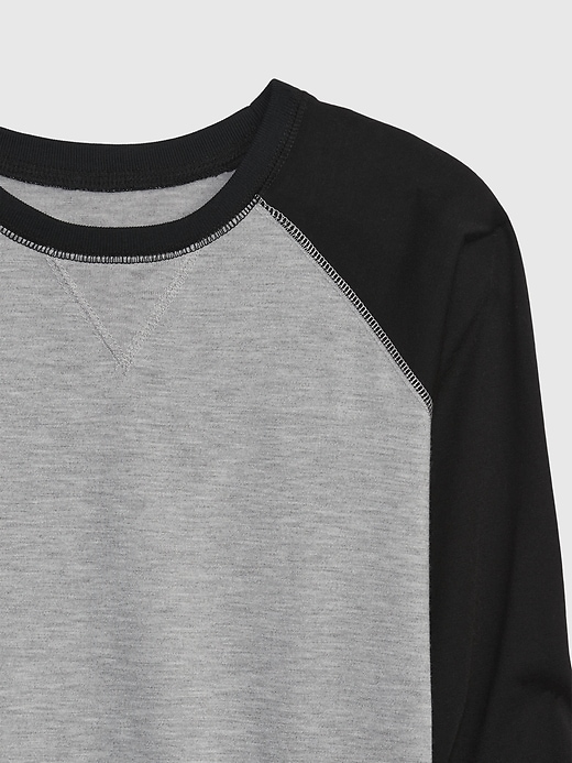 2 of 8 showing, with the color light heather gray of product Kids 100% Recycled Raglan PJ Top