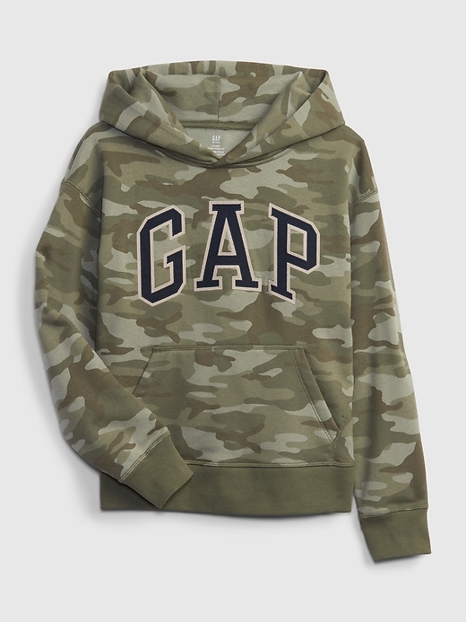 1 of 8 showing, with the color green camo of product Kids Gap Arch Logo Hoodie