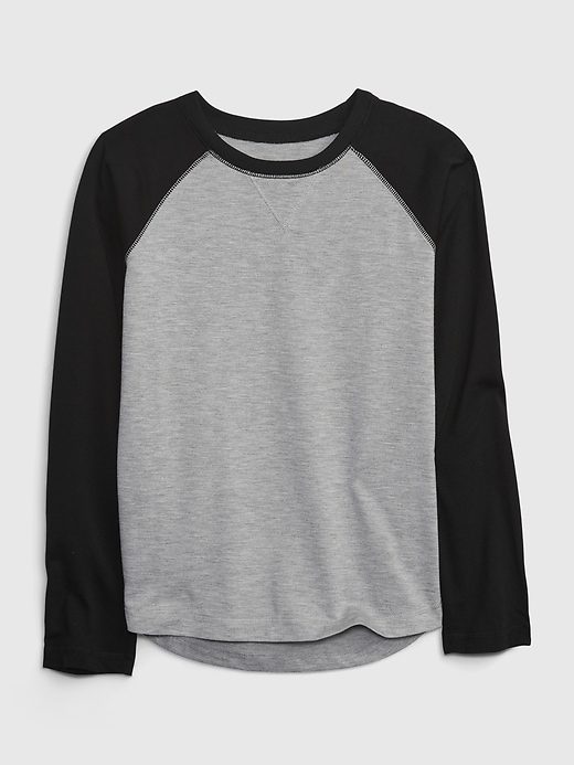 1 of 8 showing, with the color light heather gray of product Kids 100% Recycled Raglan PJ Top