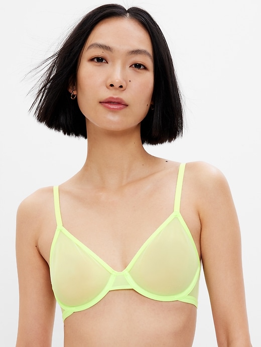 1 of 8 showing, with the color neon sugar cane kiwi green of product Mesh Semi-Demi Bra
