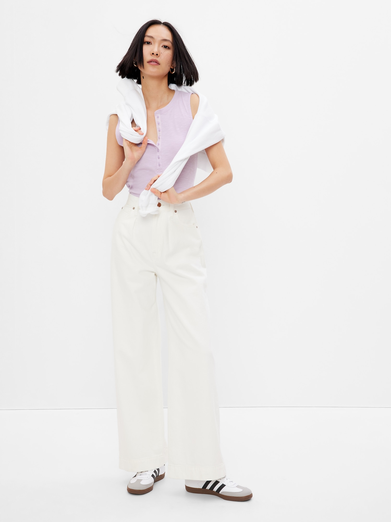 Slub Henley Tank Top Gap