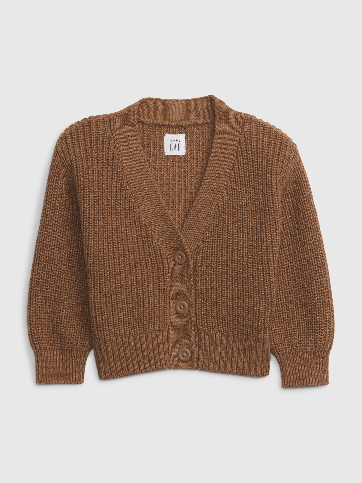 Gap Baby Shaker-stitch Cardigan In Holiday Brown