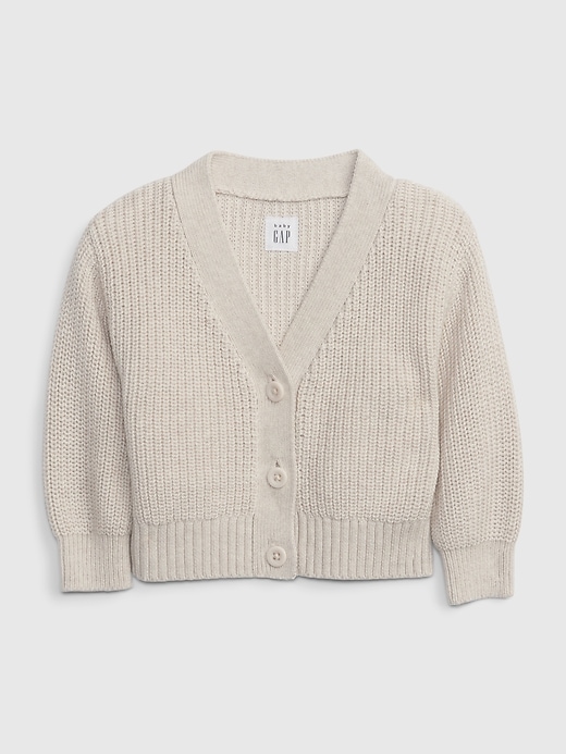 1 of 8 showing, with the color oatmeal heather of product Baby Shaker-Stitch Cardigan