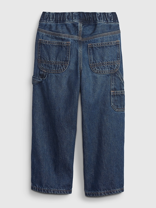 2 of 8 showing, with the color dark rinse of product Toddler Pull-On Denim Carpenter Pants with Washwell