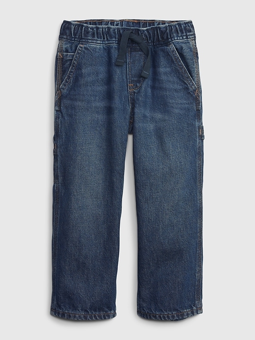 1 of 8 showing, with the color dark rinse of product Toddler Pull-On Denim Carpenter Pants with Washwell