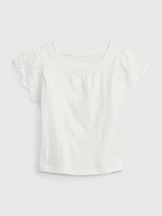 1 of 8 showing, with the color new off white of product Toddler Eyelet Top