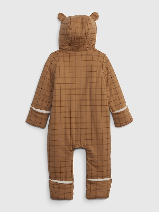 2 of 8 showing, with the color HOLIDAY BROWN of product Baby Sherpa Bear One-Piece