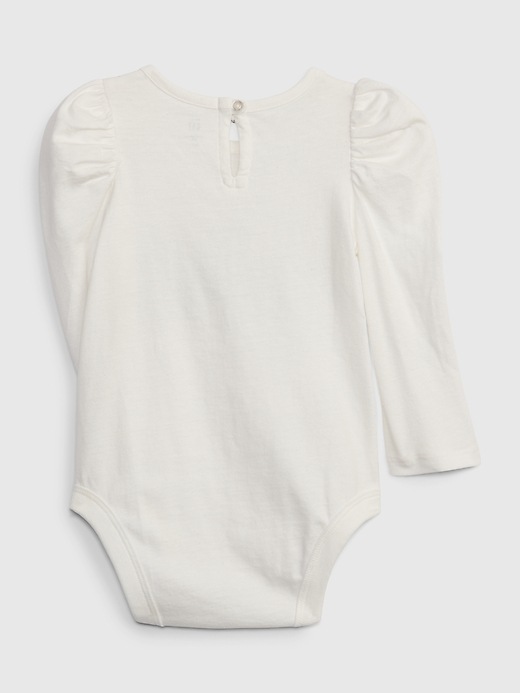 2 of 8 showing, with the color new off white of product Baby 100% Organic Cotton Gap Logo Bodysuit